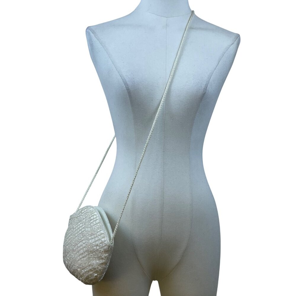 Laura Gayle Women’s Ivory Beaded With Braided Strap Elegant Evening Purse Size S - Picture 6 of 9